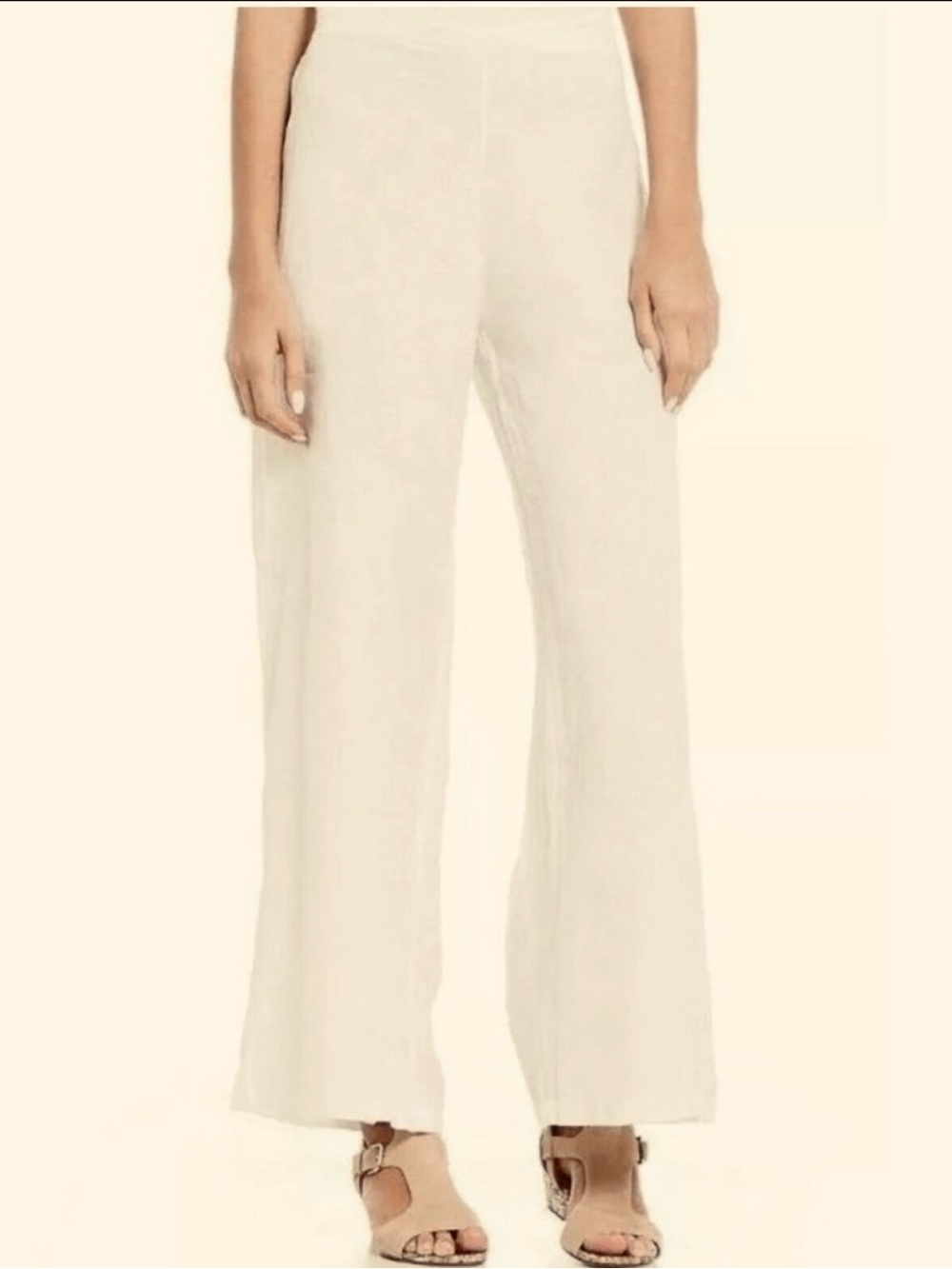 New! Bryn Walker 100% Linen Cream Off White Flat Front Back Elastic Pant XL NWT